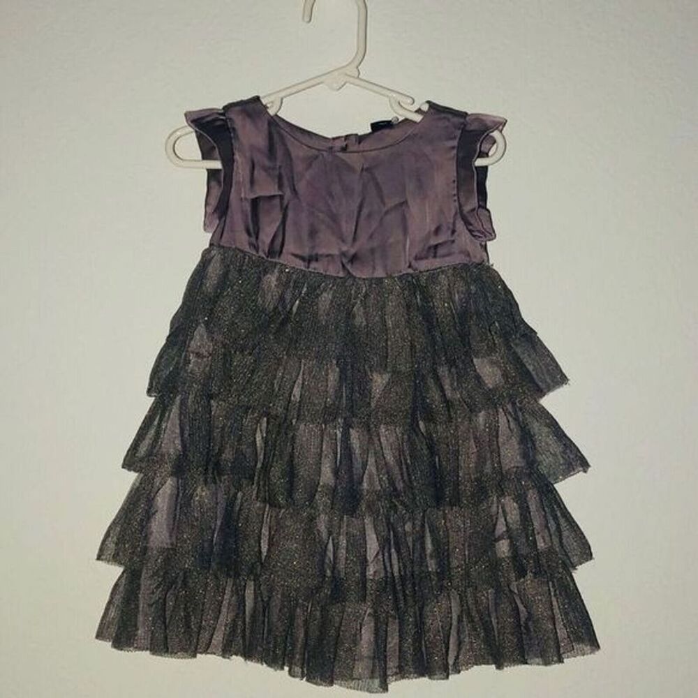 Baby gap 2T grey dress, with glittery tulle ruffles